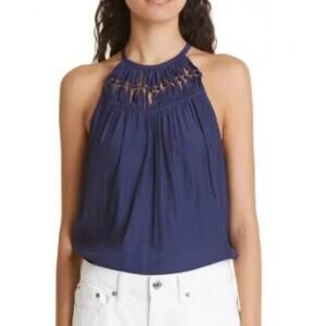 Ramy Brook Katie Tank Spring Navy Size Small NWT Dressy Chain Link Halter